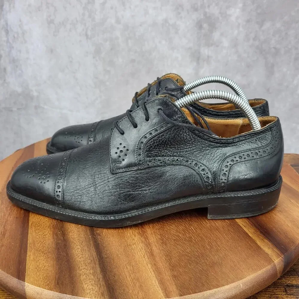 Johnston & Murphy‎ Celina Oxford Shoes Mens 8.5 Black Leather Cap Toe Dress Shoe
